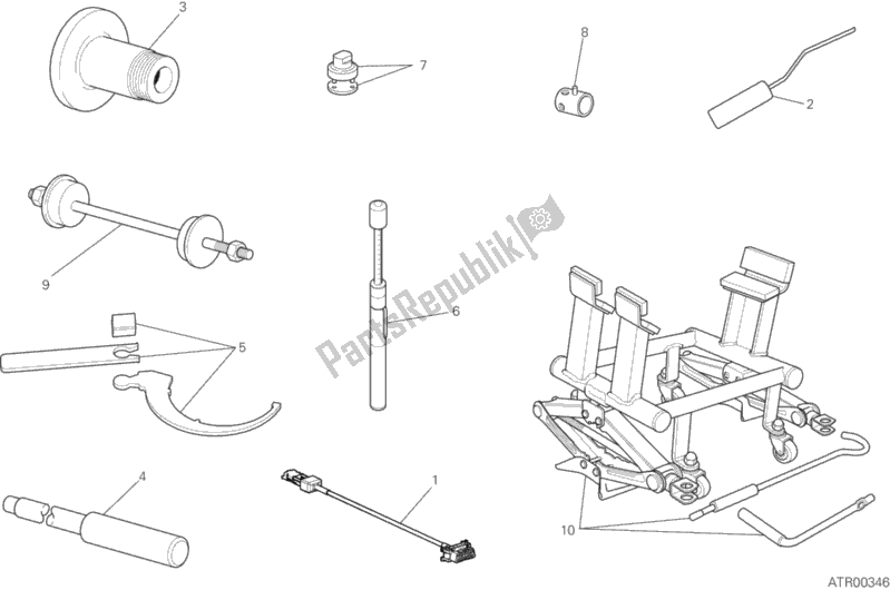 Todas as partes de Ferramentas De Serviço De Oficina, Quadro do Ducati Diavel Xdiavel S USA 1260 2019